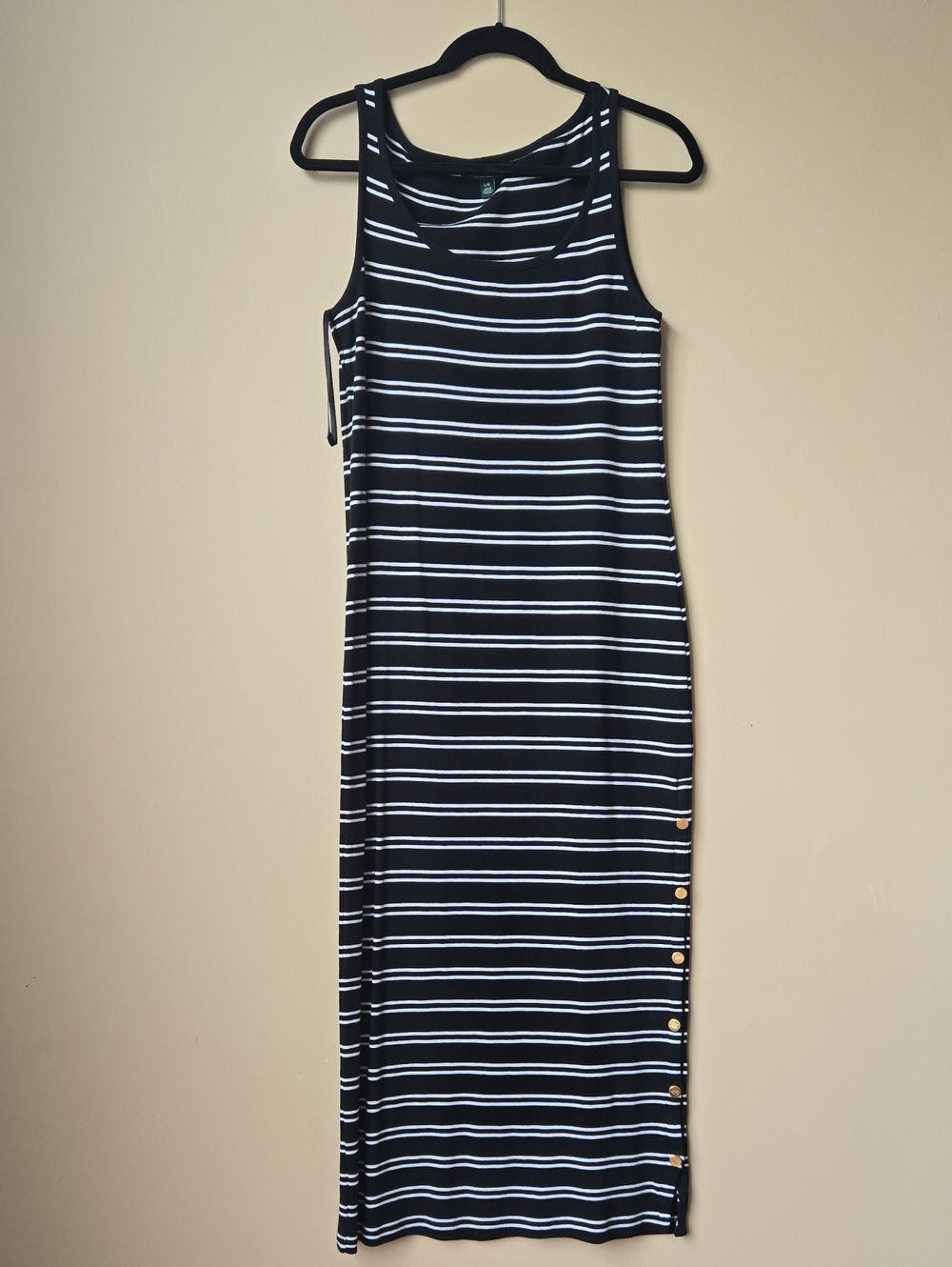 Ralph Lauren Black & White Striped Sleeveless Maxi Dress
